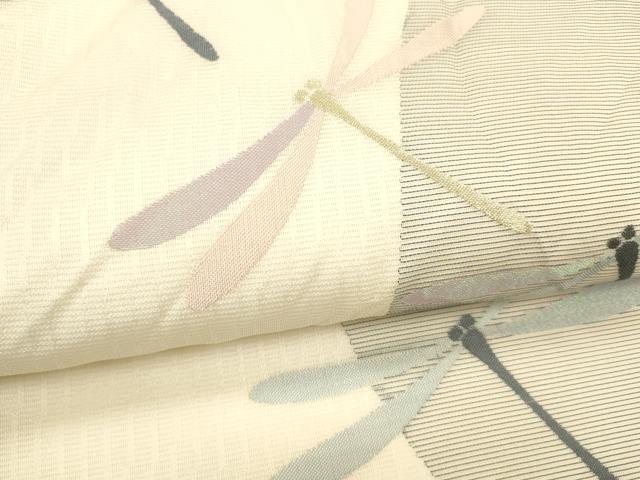 平和屋着物＊夏物 西陣織 天平初年創始の京の老舗 洛陽織物 六通柄袋帯 蜻蛉文 金糸 正絹 逸品 DABB3857cm