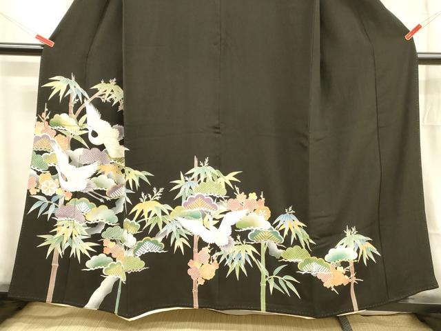 平和屋着物■豪華黒留袖　飛鶴文　松竹梅　金彩　正絹　逸品　DABB3871cm