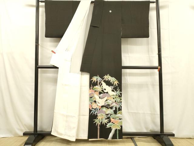 平和屋着物■豪華黒留袖　飛鶴文　松竹梅　金彩　正絹　逸品　DABB3871cm
