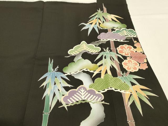 平和屋着物■豪華黒留袖　飛鶴文　松竹梅　金彩　正絹　逸品　DABB3871cm