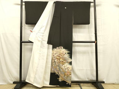 平和屋着物■豪華黒留袖　宝尽くし飛鶴文箱枝花文　暈し染め　金彩　正絹　逸品　DABB3888cm