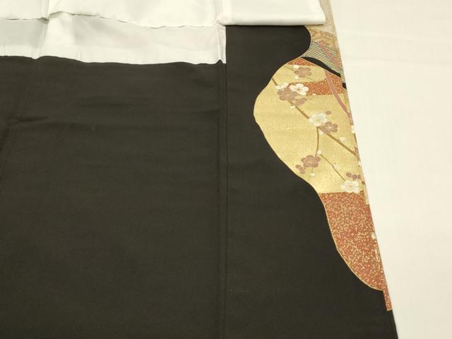 平和屋着物■豪華黒留袖　御所車花文　金彩　正絹　逸品　DABB3890cm