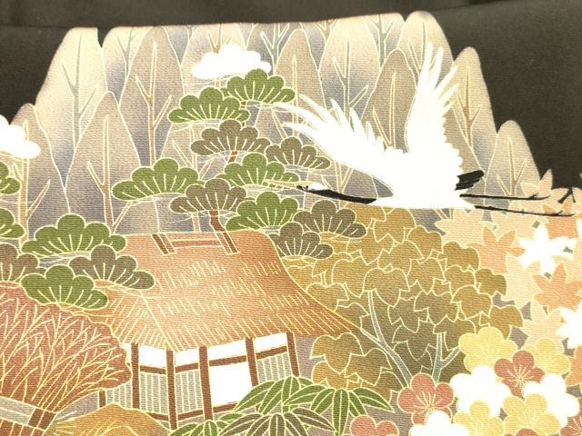平和屋着物■豪華黒留袖 飛鶴風景文 松竹梅 暈し染め 正絹 逸品 DABB3900cm