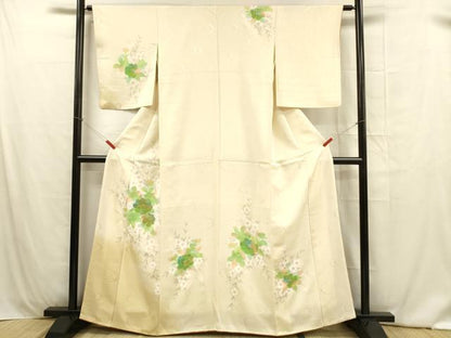 平和屋着物■訪問着 流水枝花文 暈し染め 金彩 正絹 逸品 DABB3904cm