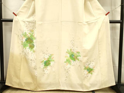 平和屋着物■訪問着 流水枝花文 暈し染め 金彩 正絹 逸品 DABB3904cm