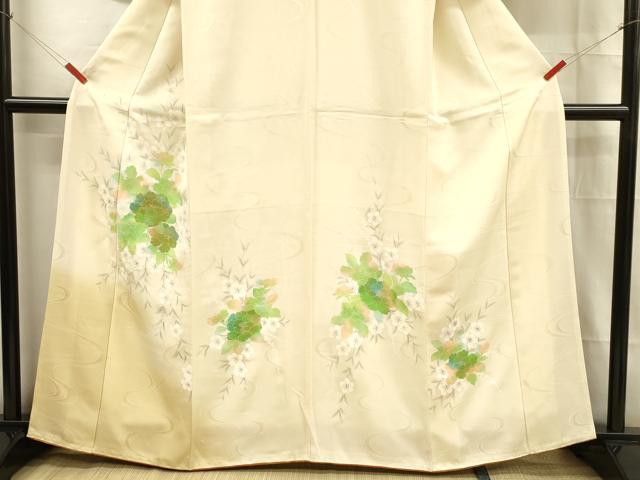 平和屋着物■訪問着 流水枝花文 暈し染め 金彩 正絹 逸品 DABB3904cm