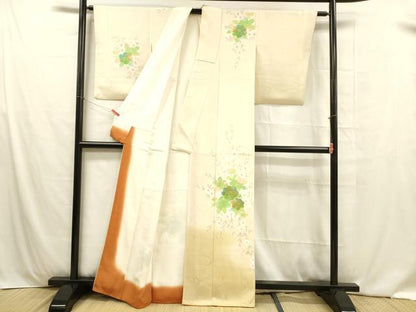平和屋着物■訪問着 流水枝花文 暈し染め 金彩 正絹 逸品 DABB3904cm