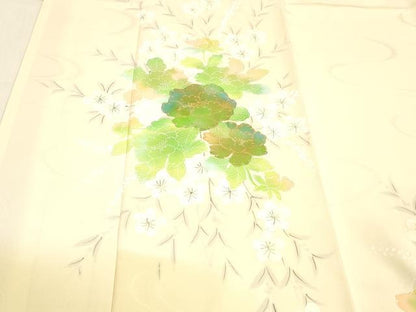 平和屋着物■訪問着 流水枝花文 暈し染め 金彩 正絹 逸品 DABB3904cm