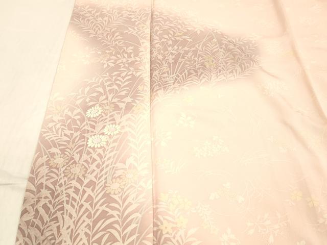 平和屋着物■色留訪問着 刺繍 草花文 暈し染め 正絹 逸品 DABB3905cm
