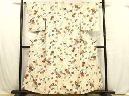 平和屋着物■上質な小紋 総絞り 枝花文 正絹 逸品 DABB3908cm