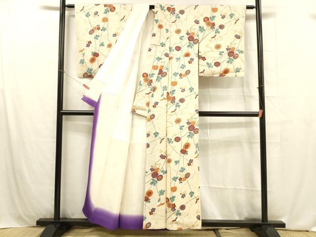 平和屋着物■上質な小紋 総絞り 枝花文 正絹 逸品 DABB3908cm