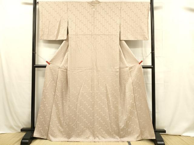 平和屋着物■上質な色無地 檜垣地紋 洗柿色 正絹 逸品 DABB3914cm