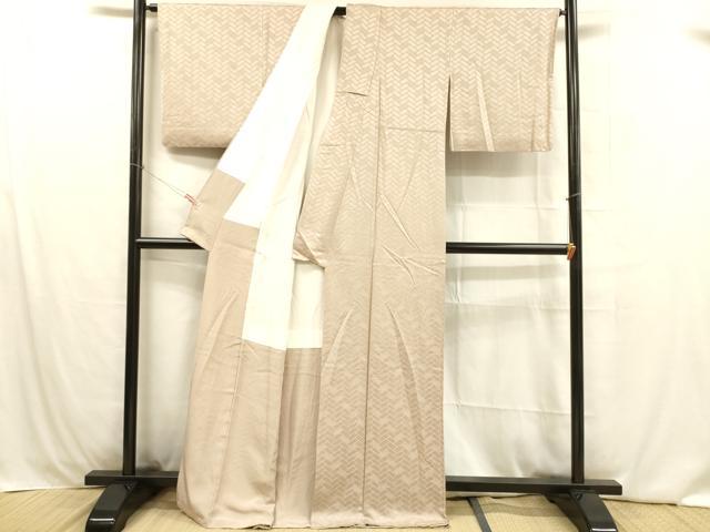 平和屋着物■上質な色無地 檜垣地紋 洗柿色 正絹 逸品 DABB3914cm