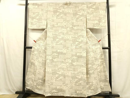 平和屋着物■上質な小紋 露芝流水花文 正絹 逸品 DABB3917cm