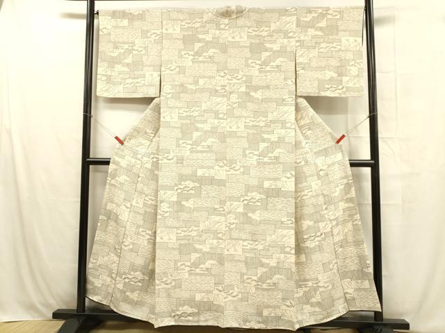 平和屋着物■上質な小紋 露芝流水花文 正絹 逸品 DABB3917cm