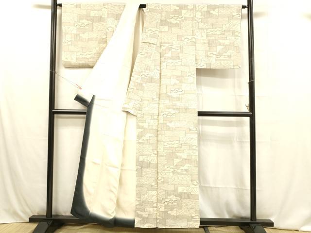 平和屋着物■上質な小紋 露芝流水花文 正絹 逸品 DABB3917cm