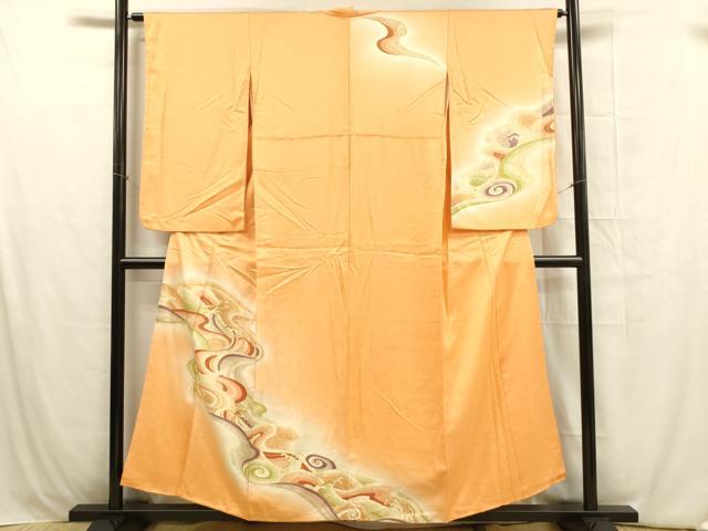 平和屋着物■小振袖 駒刺繍 立波文 暈し染め 金彩 正絹 逸品 DABB3919cm