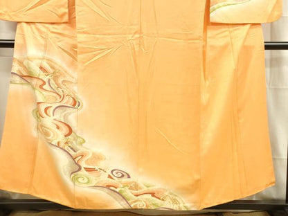 平和屋着物■小振袖 駒刺繍 立波文 暈し染め 金彩 正絹 逸品 DABB3919cm