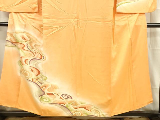 平和屋着物■小振袖 駒刺繍 立波文 暈し染め 金彩 正絹 逸品 DABB3919cm
