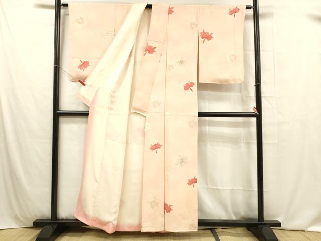 平和屋着物■上質な小紋 舞花文 暈し染め 銀彩 正絹 逸品 DABB3938cm