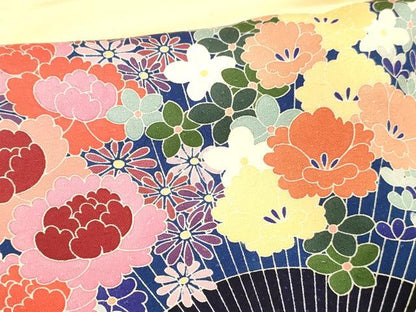 平和屋着物■訪問着 扇面花文 暈し染め ロング丈 正絹 逸品 DABB3951cm