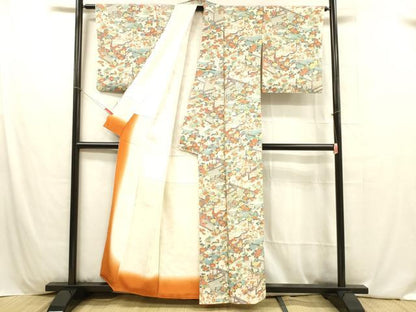 平和屋着物■上質な小紋 風景流水花文 正絹 逸品 DABB3953cm