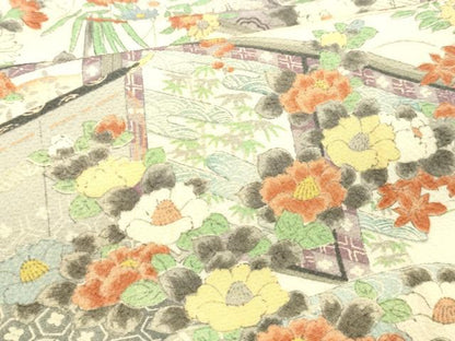 平和屋着物■上質な小紋 風景流水花文 正絹 逸品 DABB3953cm