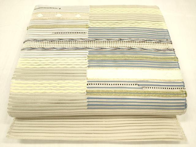 平和屋着物＊夏物 絽綴れ 八寸名古屋帯 横段文 金糸 正絹 逸品 DABB3959cm