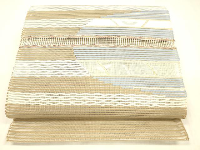 平和屋着物＊夏物 絽綴れ 八寸名古屋帯 抽象文様 金銀糸 正絹 逸品 DABB3960cm