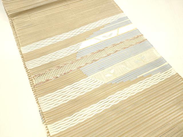 平和屋着物＊夏物 絽綴れ 八寸名古屋帯 抽象文様 金銀糸 正絹 逸品 DABB3960cm
