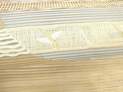 平和屋着物＊夏物 絽綴れ 八寸名古屋帯 抽象文様 金銀糸 正絹 逸品 DABB3960cm