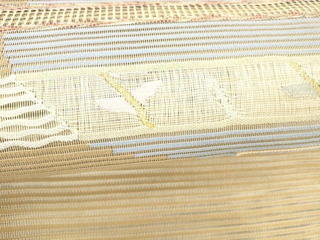 平和屋着物＊夏物 絽綴れ 八寸名古屋帯 抽象文様 金銀糸 正絹 逸品 DABB3960cm