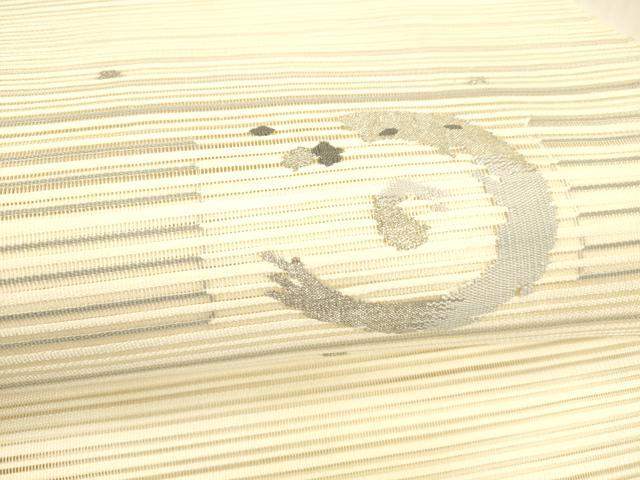 平和屋着物＊夏物 絽綴れ 八寸名古屋帯 抽象文様 金銀糸 正絹 逸品 DABB3961cm