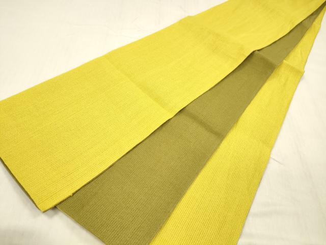 平和屋着物＊夏物　両面　半幅帯　蒲公英色　鶯色　DABB3962cm