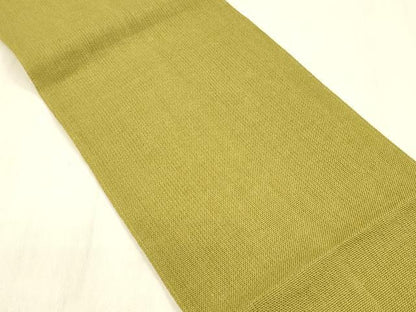 平和屋着物＊夏物　両面　半幅帯　蒲公英色　鶯色　DABB3962cm
