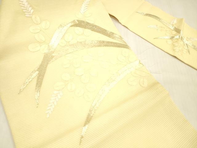 平和屋着物＊夏物 九寸名古屋帯 駒刺繍 総刺繍 草葉文 正絹 逸品 DABB3964cm