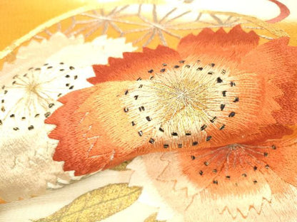 平和屋着物＊夏物 アンティーク 大正ロマン 八寸名古屋帯 駒刺繍 総手刺繍 結び紐花文 金銀彩 正絹 逸品 DABB3966cm