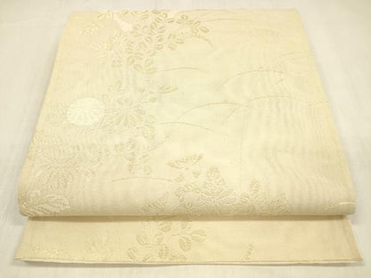 平和屋着物＊夏物 六通柄袋帯 草花文 金糸 正絹 逸品 DABB3967cm
