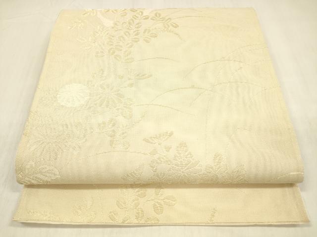 平和屋着物＊夏物 六通柄袋帯 草花文 金糸 正絹 逸品 DABB3967cm