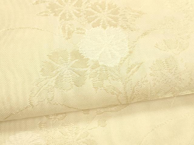 平和屋着物＊夏物 六通柄袋帯 草花文 金糸 正絹 逸品 DABB3967cm