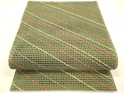 平和屋着物＊夏物 八寸名古屋帯 斜線文 正絹 逸品 DABB3969cm