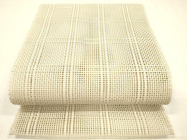 平和屋着物＊夏物 八寸名古屋帯 格子 象牙色 正絹 逸品 DABB3970cm