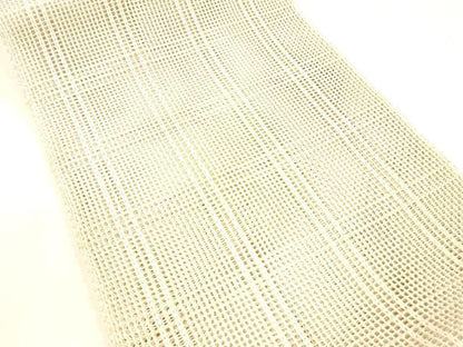 平和屋着物＊夏物 八寸名古屋帯 格子 象牙色 正絹 逸品 DABB3970cm