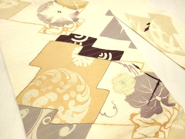 平和屋着物＊夏物 アンティーク 大正ロマン 九寸名古屋帯 駒刺繍 流水花文 正絹 逸品 DABB3971cm