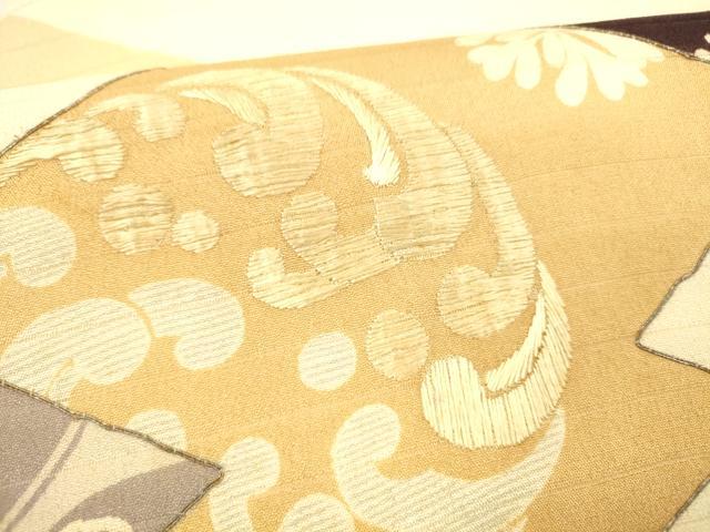 平和屋着物＊夏物 アンティーク 大正ロマン 九寸名古屋帯 駒刺繍 流水花文 正絹 逸品 DABB3971cm
