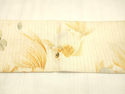 平和屋着物＊夏物 アンティーク 大正ロマン 九寸名古屋帯 手描き 手刺繍 金魚 正絹 逸品 DABB3972cm