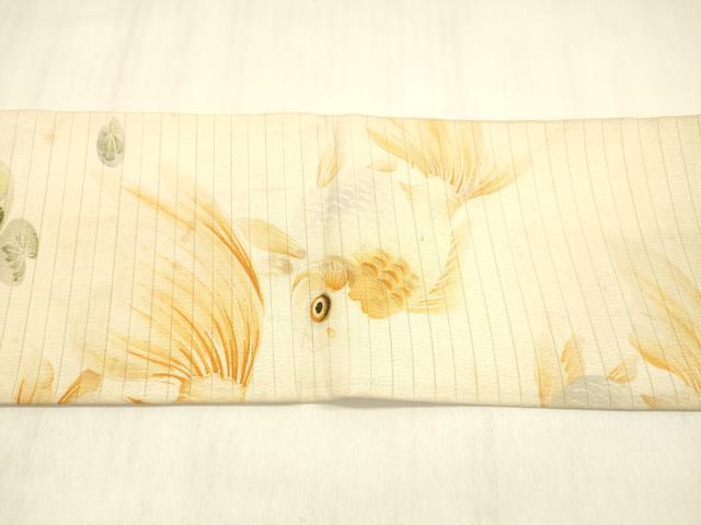 平和屋着物＊夏物 アンティーク 大正ロマン 九寸名古屋帯 手描き 手刺繍 金魚 正絹 逸品 DABB3972cm