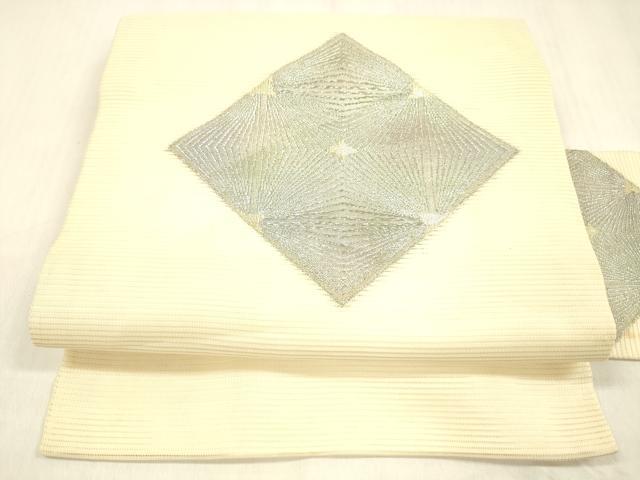 平和屋着物＊夏物 九寸名古屋帯 菱文 金糸 正絹 逸品 DABB3975cm