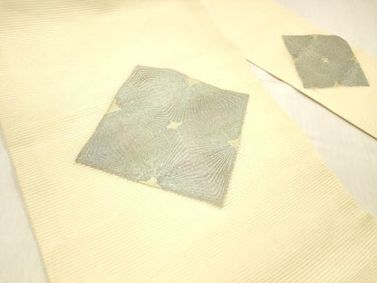 平和屋着物＊夏物 九寸名古屋帯 菱文 金糸 正絹 逸品 DABB3975cm