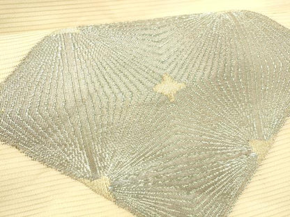 平和屋着物＊夏物 九寸名古屋帯 菱文 金糸 正絹 逸品 DABB3975cm